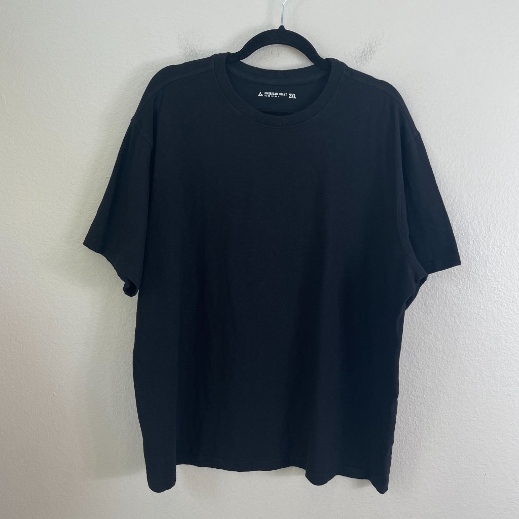 Nwot American Giant Mens 2xl Premium Slub Crew Tee Short Sleeve T Shirt Black